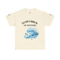 Beige t-shirt with 'Aloha Brew Outfitters' logo and blue wave design on a white background