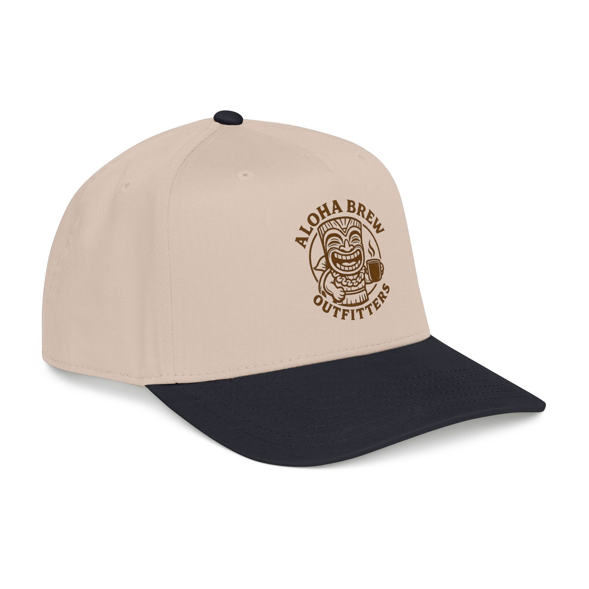 Beige and black cap with Aloha Brew Outfitters logo