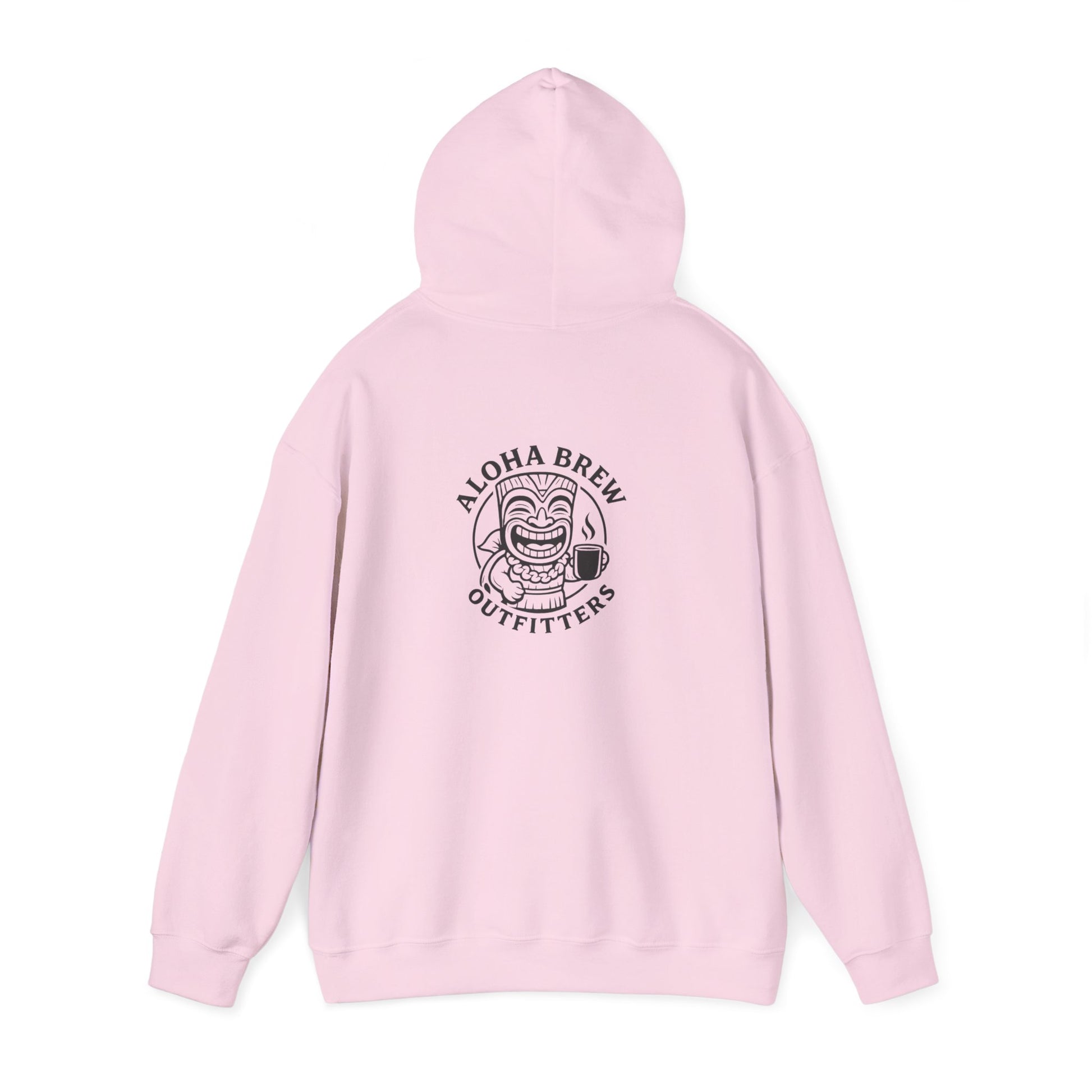 Pink hoodie with a logo on the back 
