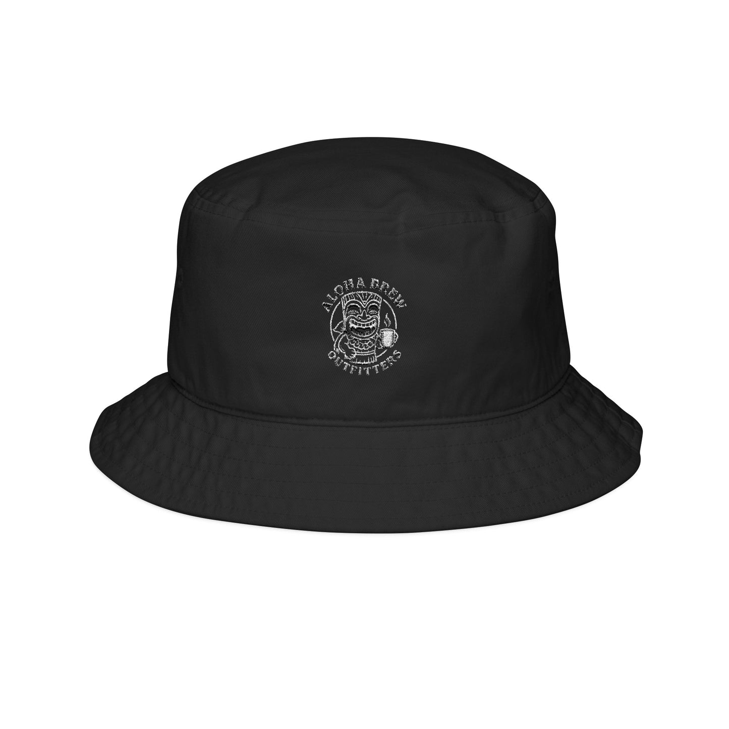 Black embroidered cotton bucket hat lifestyle angle