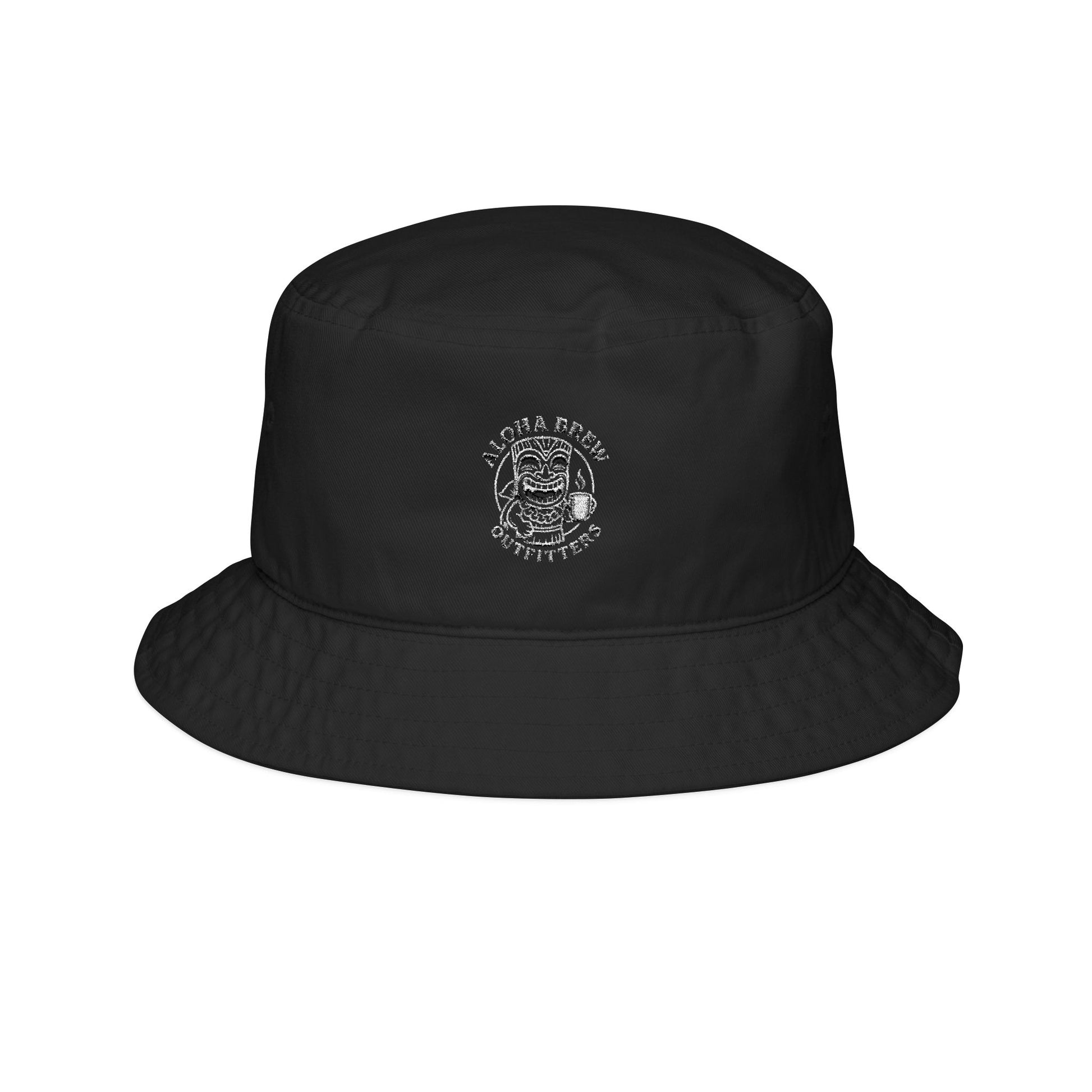 Black embroidered cotton bucket hat lifestyle angle