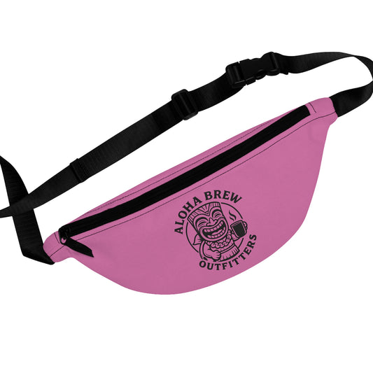 Pink waist bag fanny pack with Aloha Brew Outfitters logo and adjustable strap