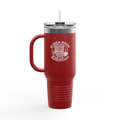 40oz stainless steel tumbler with straw lid front view
