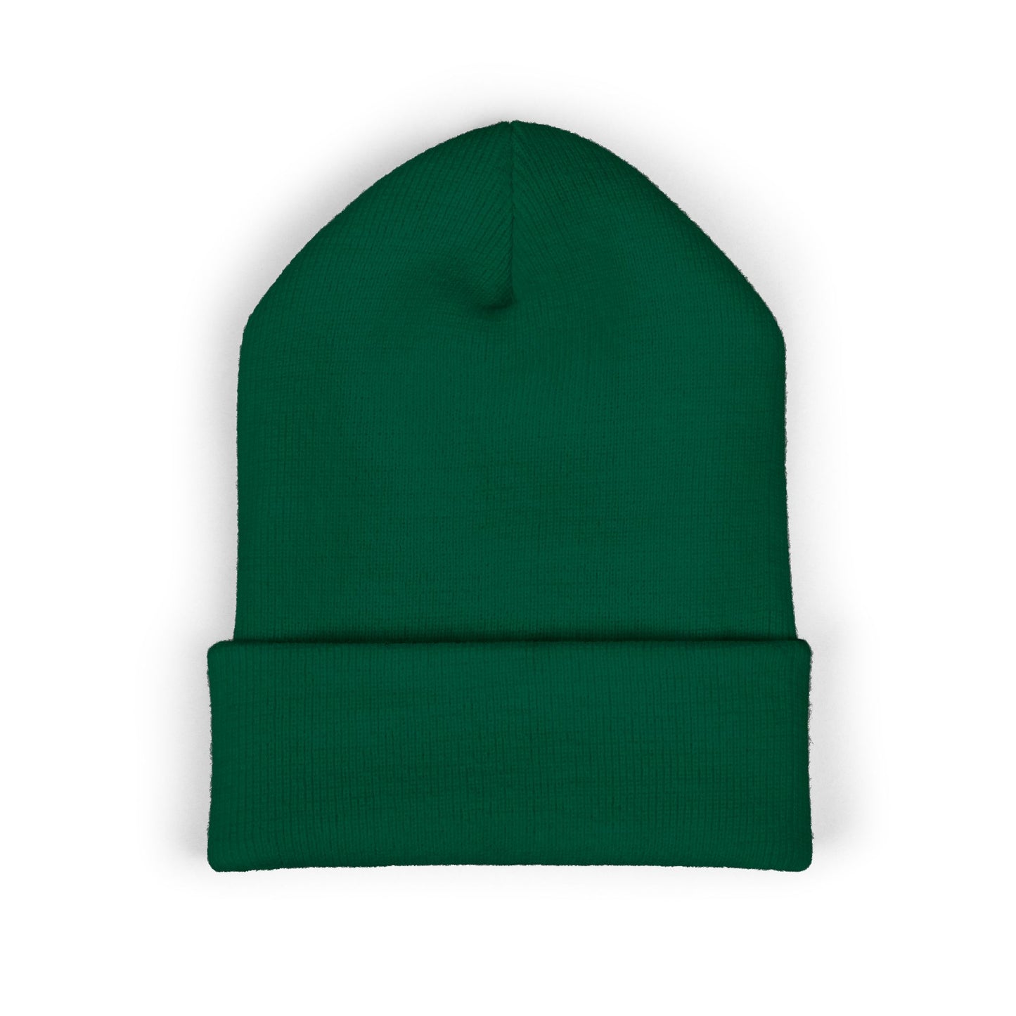 Green beanie on a white background