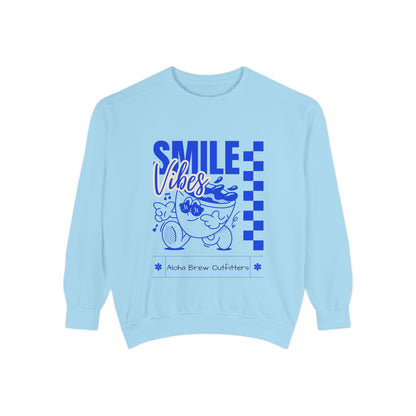 Light blue sweatshirt with blue graphic and text 
