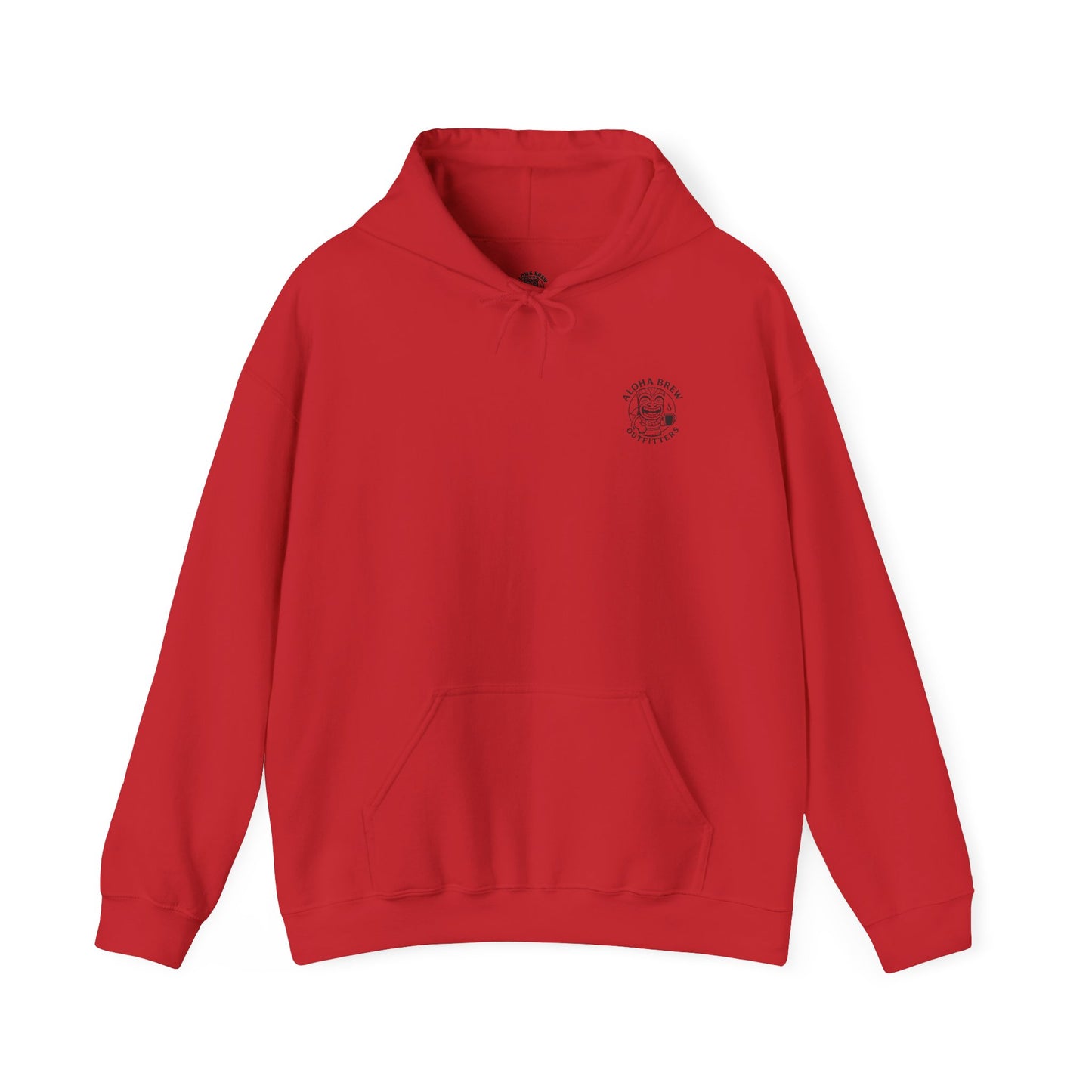 Red hoodie with a small logo 