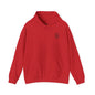 Red hoodie with a small logo 