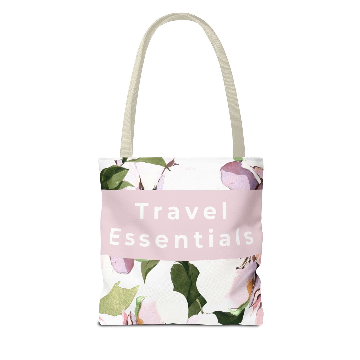 Pastel floral tote bag with spacious interior for travel essentials
