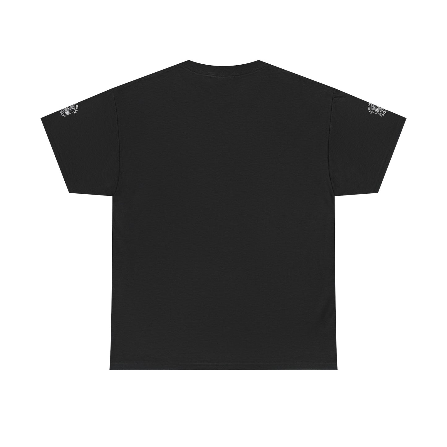 Black t-shirt with brand log on shoulders