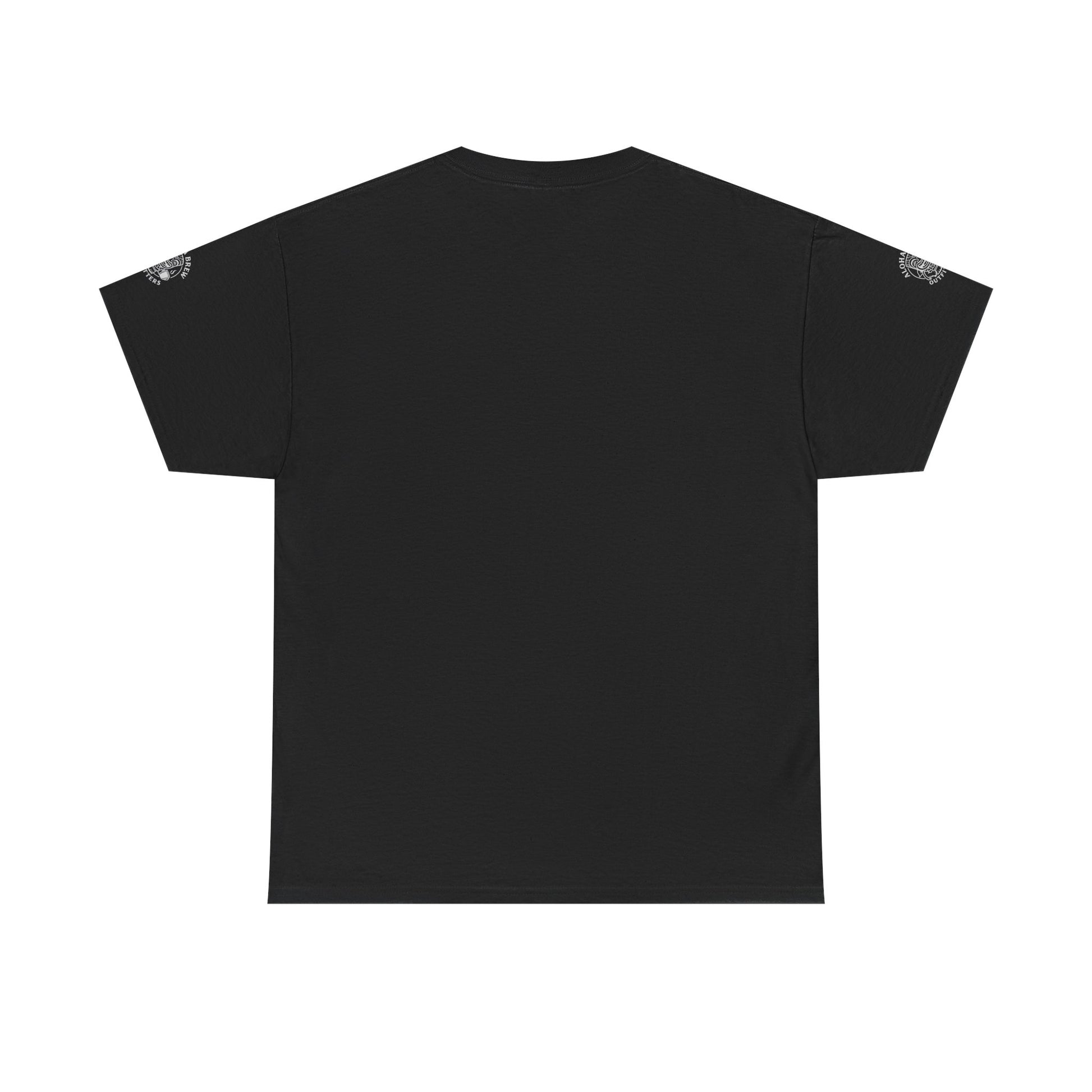Black t-shirt with brand log on shoulders