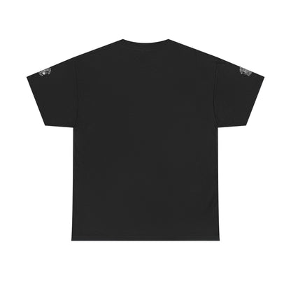 Black t-shirt with brand log on shoulders