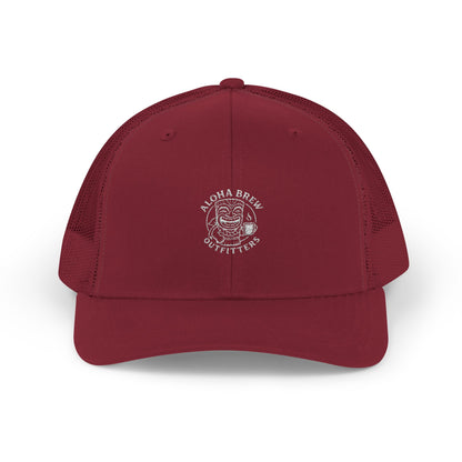 Red cap with a logo on a white background