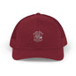 Red cap with a logo on a white background