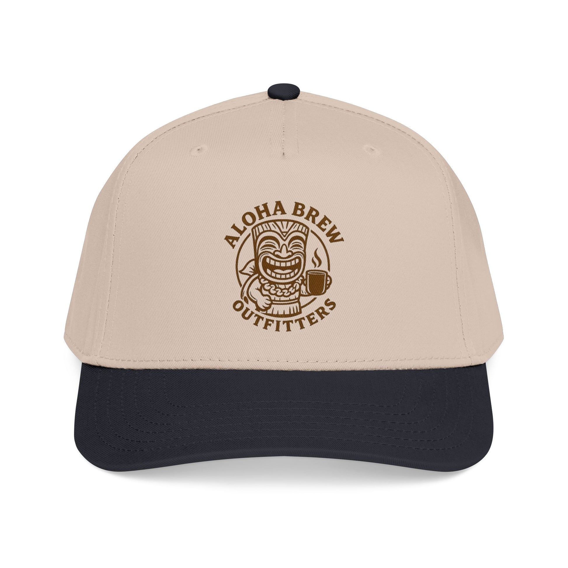 Beige and black cap with Aloha Brew Outfitters logo