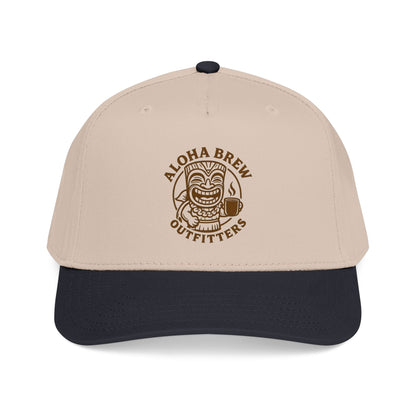 Beige and black cap with Aloha Brew Outfitters logo