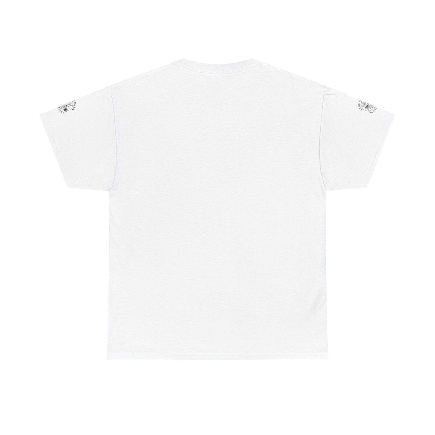 White t-shirt with brand logo on a white background