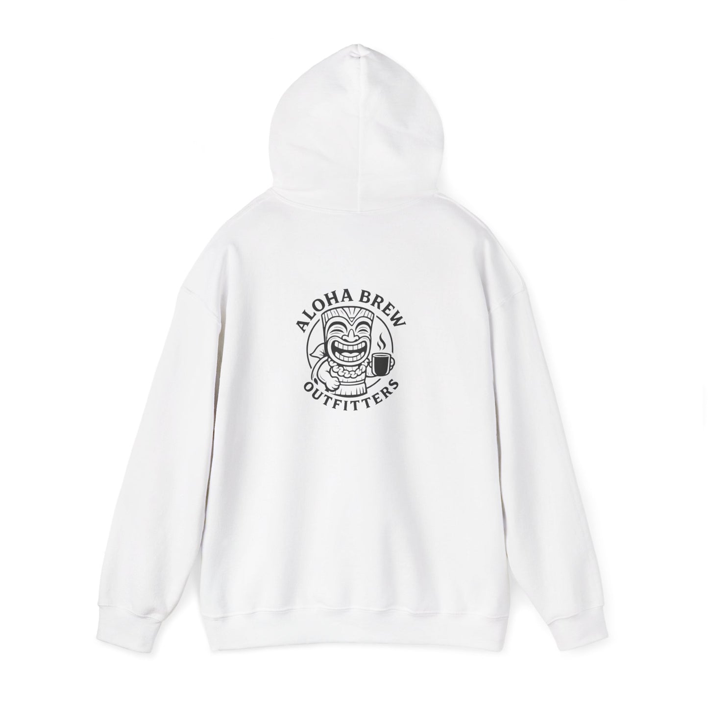 White hoodie with brand logo on a white background