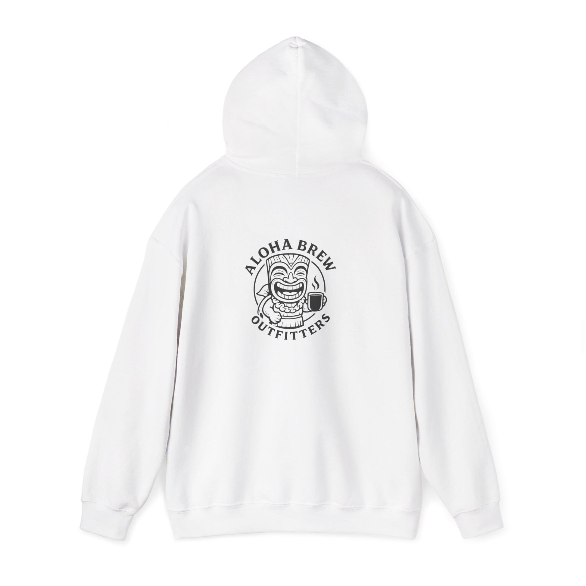 White hoodie with brand logo on a white background