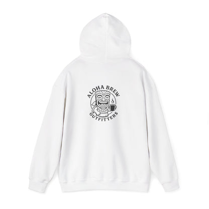 White hoodie with brand logo on a white background