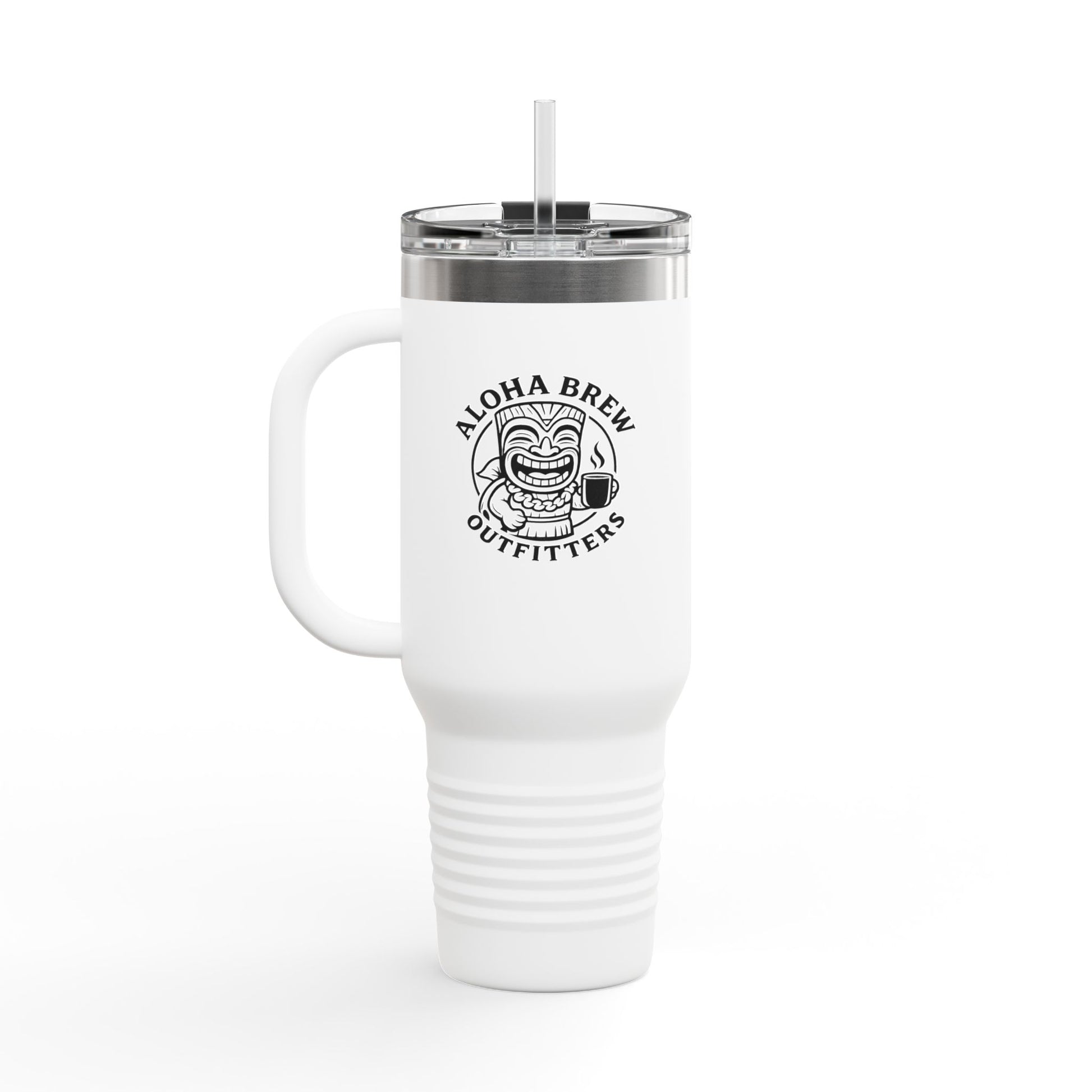 Aloha brew tumbler with handle for hot and cold drinks
