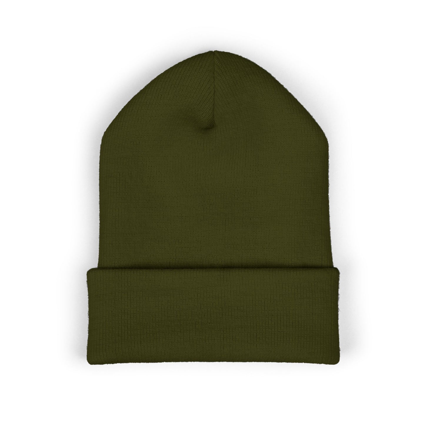 Green beanie on a white background