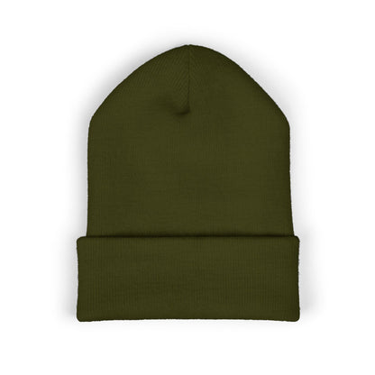Green beanie on a white background