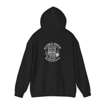 Black hoodie with a graphic design on the back 