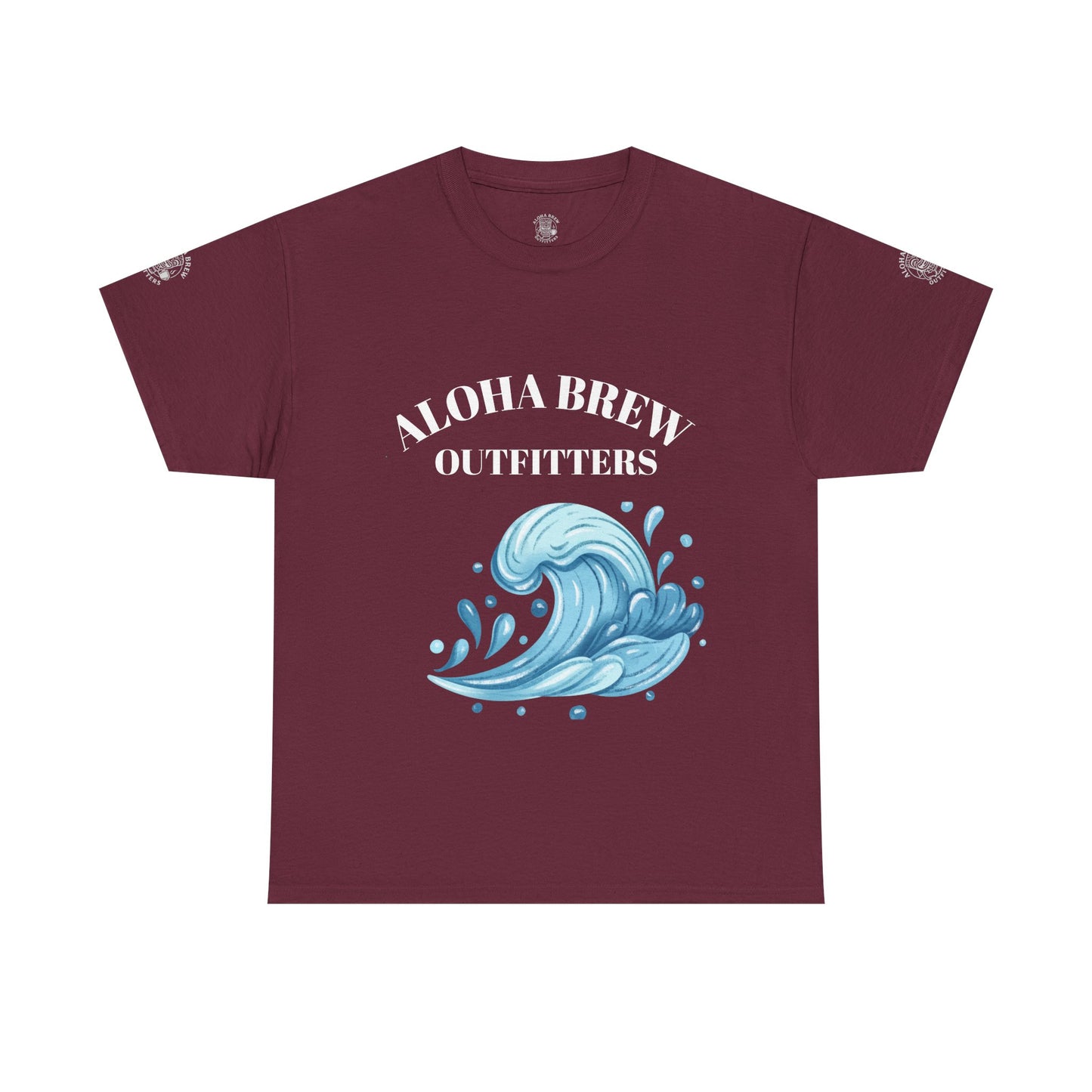 Beach style t-shirt with blue wave graphic front view
