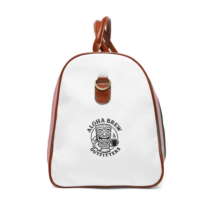 Stylish striped duffle bag with durable nylon material
