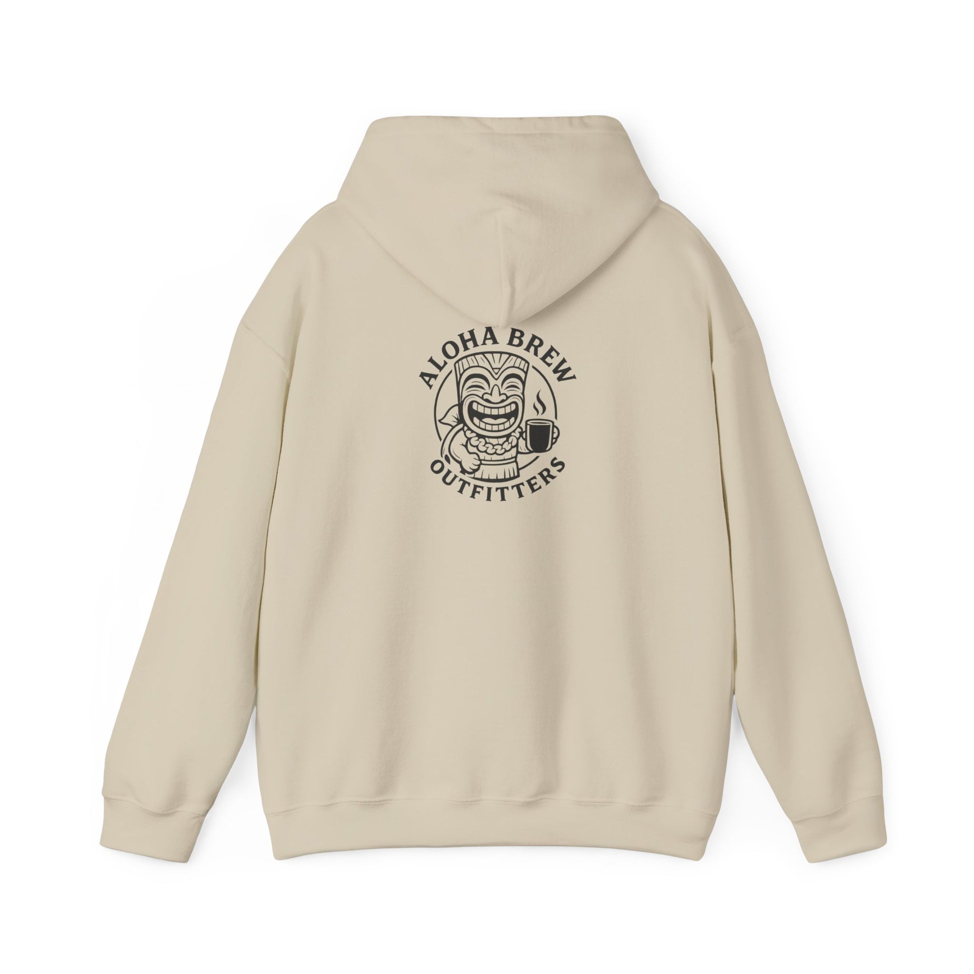 Beige hoodie with brand logo on back