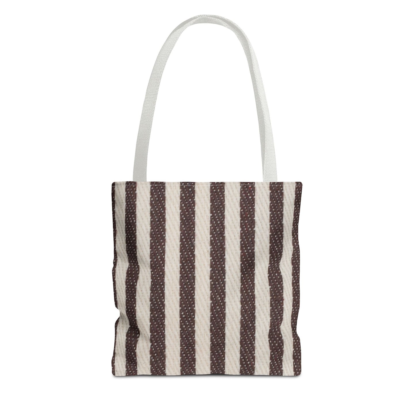 Minimal striped tote bag carried over shoulder for daily errands