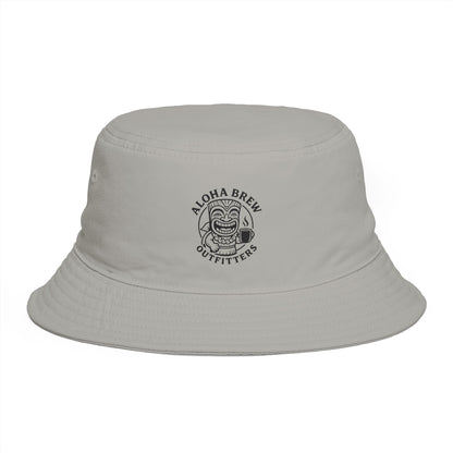 Gray bucket hat with 'Aloha Brew Outfitters' logo on a white background