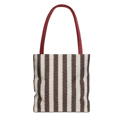Neutral striped canvas tote bag for travel and casual outings