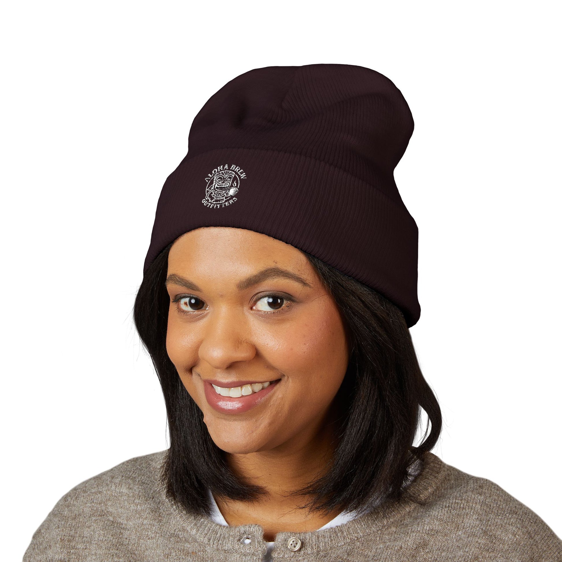 Soft unisex winter beanie side view