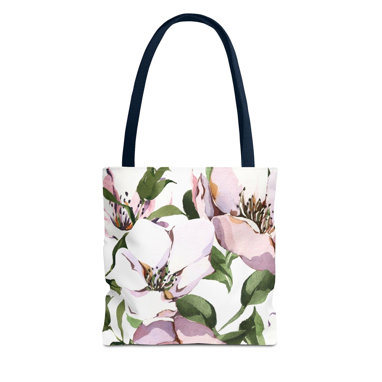 Floral tote bag with a white background