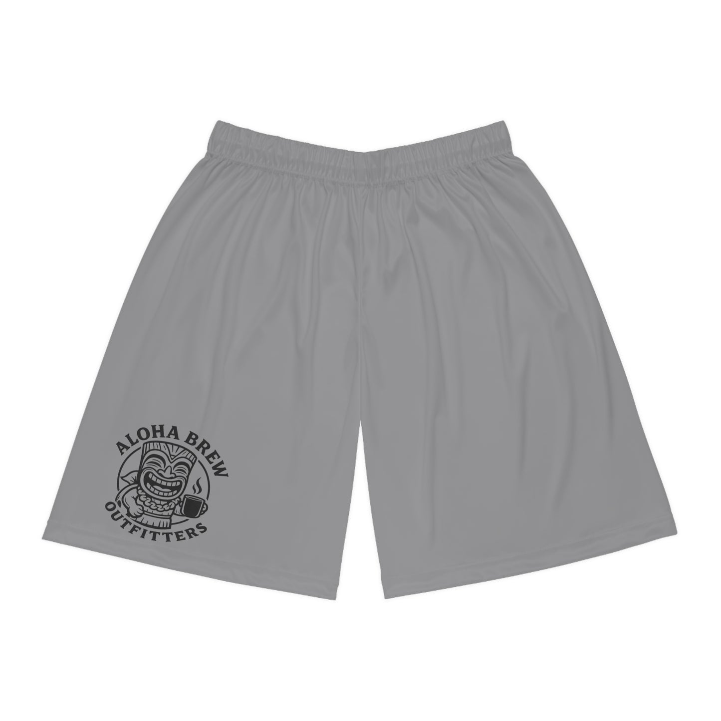 Grey athletic shorts with aloha brew outfitters graphic logo