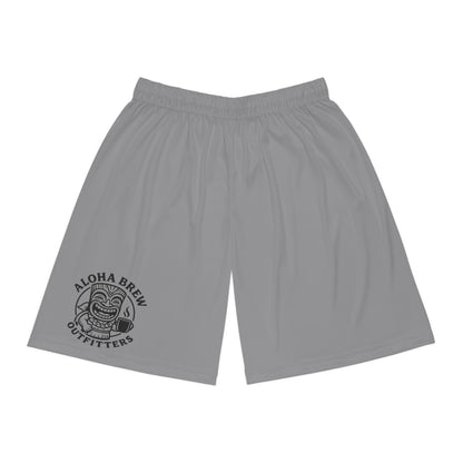 Grey athletic shorts with aloha brew outfitters graphic logo