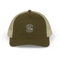Brown and beige trucker cap with 'Aloha Brew Outfitters' logo on a white background