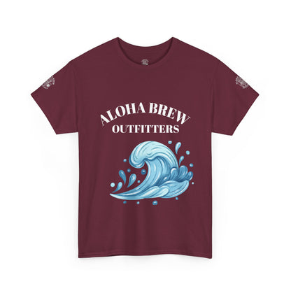 Beach style t-shirt with blue wave graphic front view
