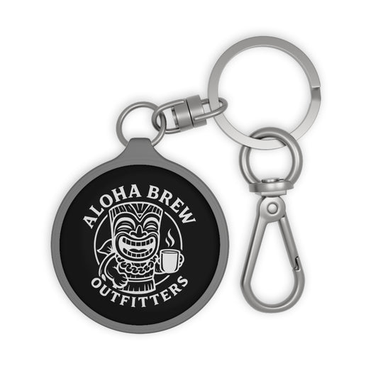 Aloha Brew carabiner keychain with clip and logo front view