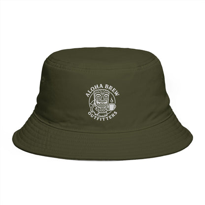 Olive green cotton bucket hat with logo