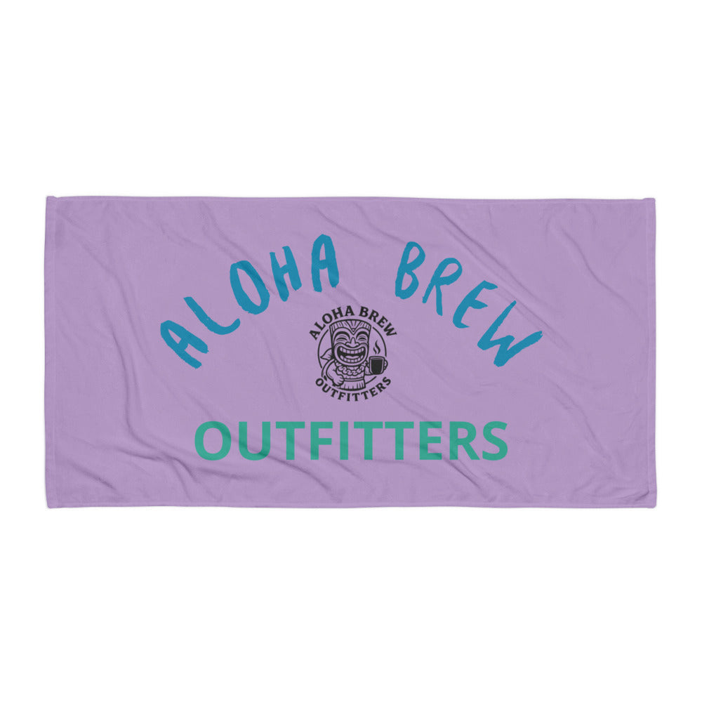 Lightweight purple beach towel with Aloha Brew Outfitters design
