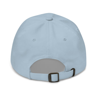Adjustable strap back view of cotton baseball cap