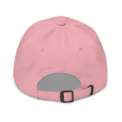 Adjustable strap back view of cotton baseball cap