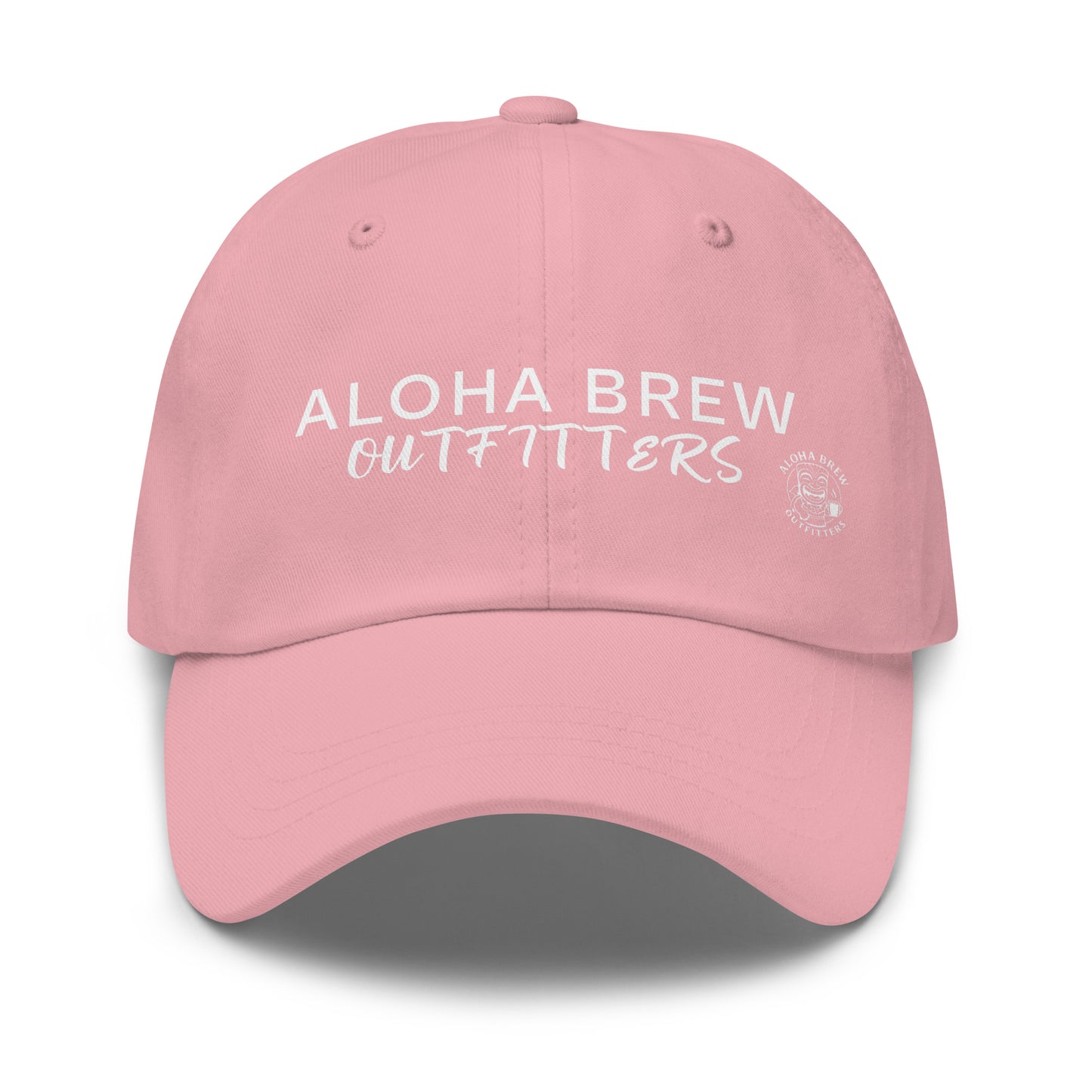 Pink Aloha Brew Outfitters embroidered dad hat front view