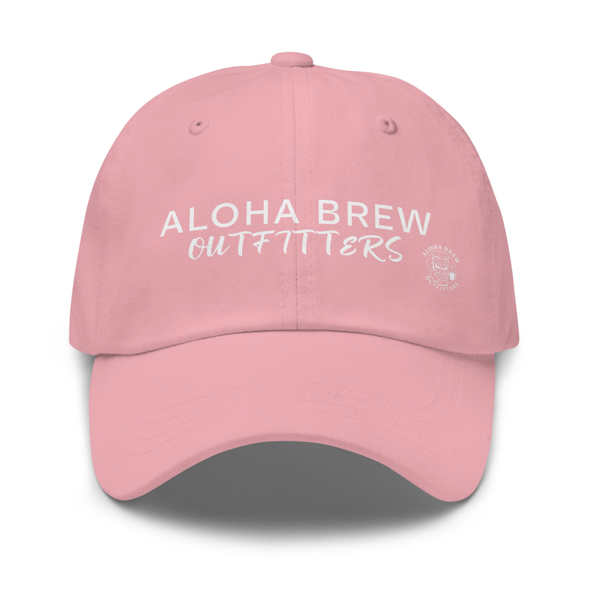 Pink Aloha Brew Outfitters embroidered dad hat front view