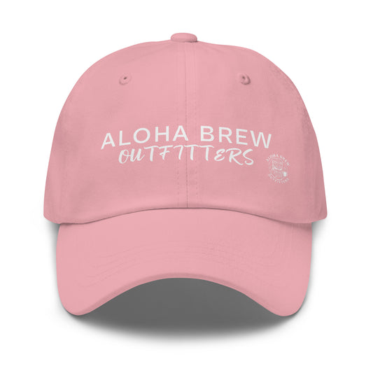 Pink Aloha Brew Outfitters embroidered dad hat front view