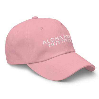 Pink Aloha Brew Outfitters embroidered dad hat side view