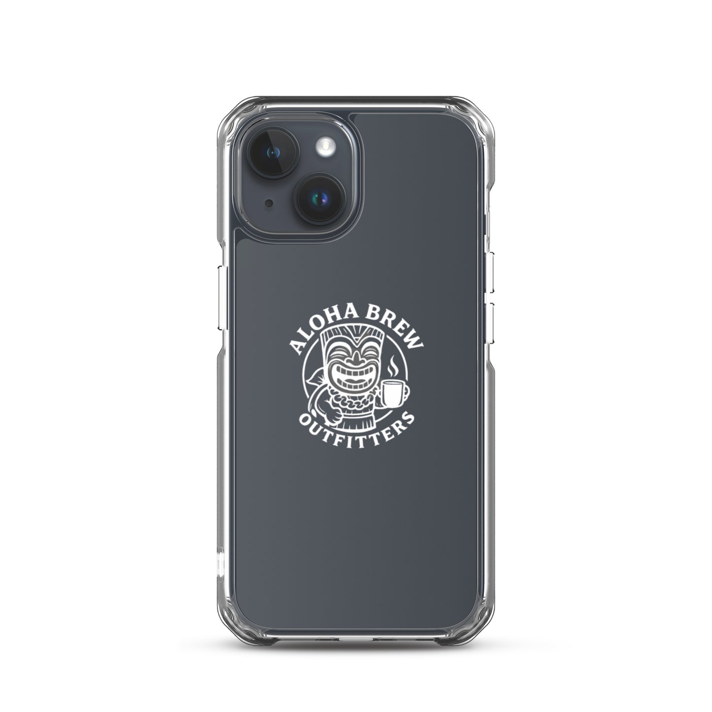 Matte black iPhone case with Aloha Brew logo