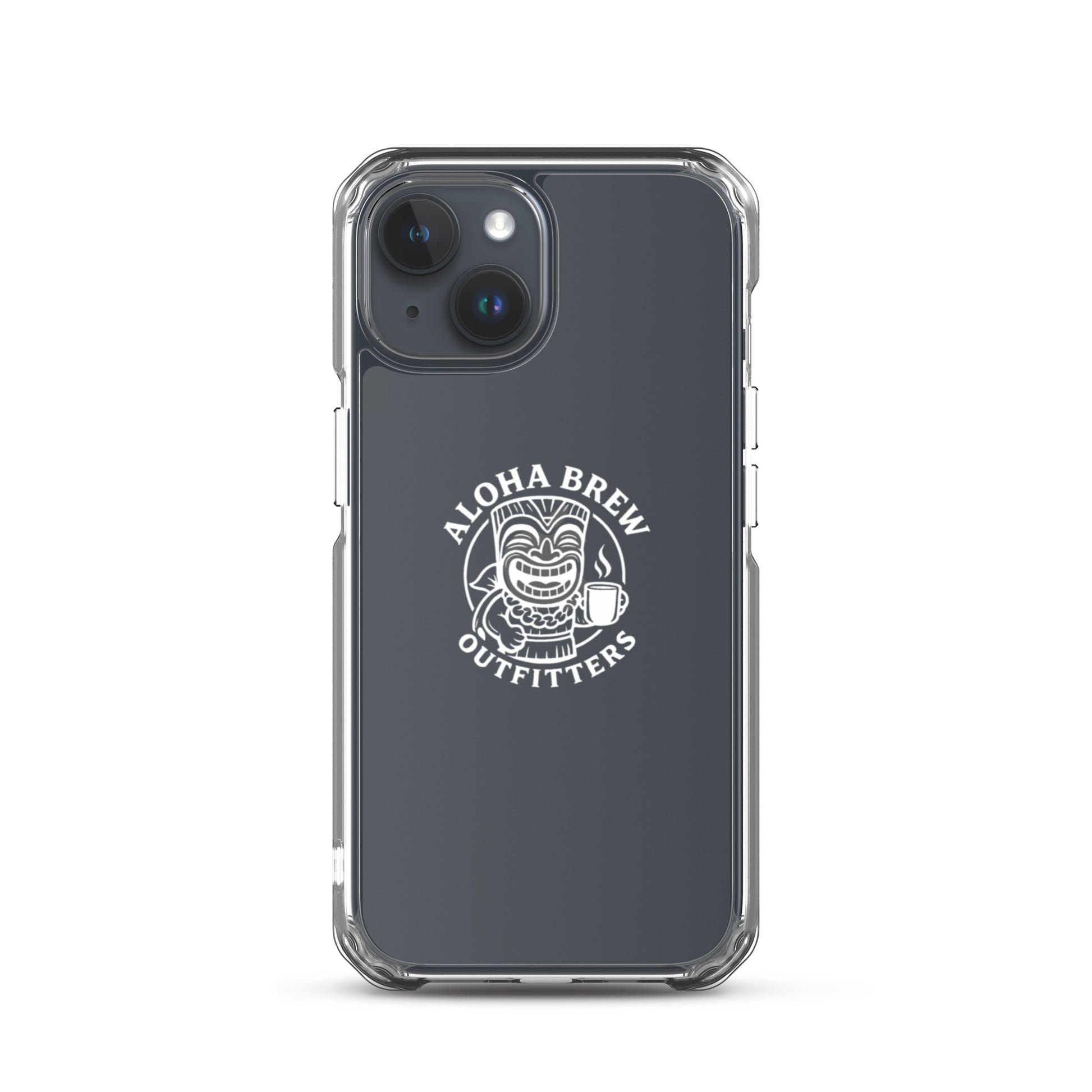 Matte black iPhone case with Aloha Brew logo